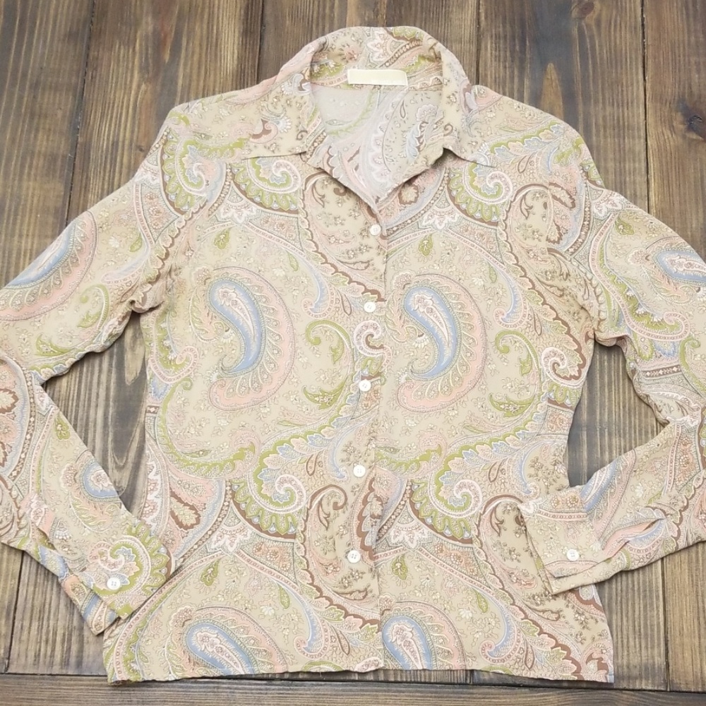 Michael Kors Paisley Print Button Up Long Sleeve
